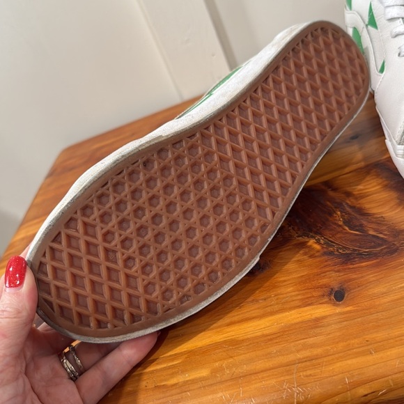 Vans Sk8-Hi Leather Check True White Fern Green Hi Top Sneakers - Picture 7 of 10